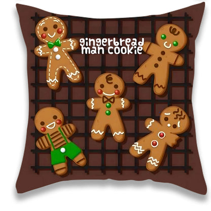 Christmas Brown Gingerbread Pillow Cover