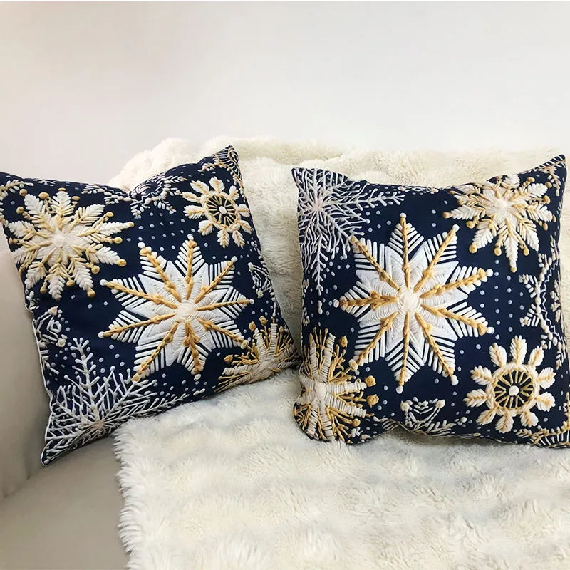 Christmas Champagne Snowflakes Pillow Cover