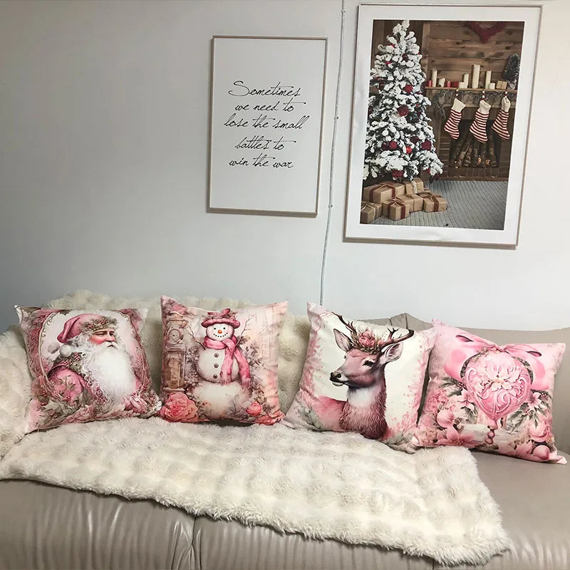 Christmas Pink Victoria Pillow Cover